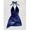 image:imageSOLY HUX Womens Sexy Tie Dye Print Halter V Neck Mini Dress Retro Backless Fitted Bodycon DressesDark Blue