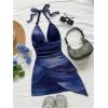 image:imageSOLY HUX Womens Sexy Tie Dye Print Halter V Neck Mini Dress Retro Backless Fitted Bodycon DressesDark Blue