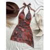 image:imageSOLY HUX Womens Sexy Tie Dye Print Halter V Neck Mini Dress Retro Backless Fitted Bodycon DressesRed Multi