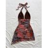 image:imageSOLY HUX Womens Sexy Tie Dye Print Halter V Neck Mini Dress Retro Backless Fitted Bodycon DressesRed Multi