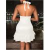 image:imageSOLY HUX Womens Summer Halter Bodycon Mini Dress Sexy Deep V Ruffle Party Cocktail Cami DressesPlain White