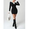 image:imageSOLY HUX Womens Y2k Long Sleeve Mini Dress Collared Bodycon Going Out Party DressesBlack and White
