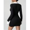 image:imageSOLY HUX Womens Y2k Long Sleeve Mini Dress Collared Bodycon Going Out Party DressesBlack and White