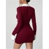 image:imageSOLY HUX Womens Y2k Long Sleeve Mini Dress Collared Bodycon Going Out Party DressesBurgundy and White