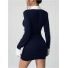 image:imageSOLY HUX Womens Y2k Long Sleeve Mini Dress Collared Bodycon Going Out Party DressesDark Blue