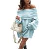 image:imageSOLY HUX Womens Off The Shoulder Sweater Dress Long Sleeve Knit Loose Mini DressesPure Light Blue