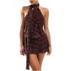 image:imageSOLY HUX Womens Polka Dots Mini Dress Backless Sleeveless Halter A Line Party Summer DressesCoffee Brown Polka Dots