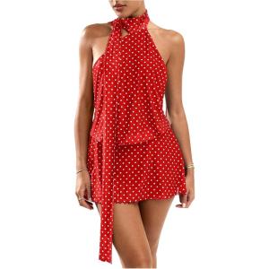 image:imageSOLY HUX Womens Polka Dots Mini Dress Backless Sleeveless Halter A Line Party Summer DressesRed Polka Dots