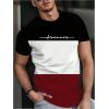 image:imageSOLY HUX Mens Casual T Shirts Short Sleeve Crew Neck Color Block Graphic Tees Shirt Summer TopsBlack Burgundy Multi