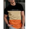 image:imageSOLY HUX Mens Casual T Shirts Short Sleeve Crew Neck Color Block Graphic Tees Shirt Summer TopsBlack Khaki Multi