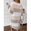 image:imageSOLY HUX Sweater Dresses for Women 2025 Long Sleeve Striped Knit Dress Fall Winter Dresses for Women TrendyApricot and White