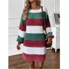 image:imageSOLY HUX Sweater Dresses for Women 2025 Long Sleeve Striped Knit Dress Fall Winter Dresses for Women TrendyGreen and White
