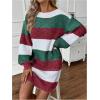 image:imageSOLY HUX Sweater Dresses for Women 2025 Long Sleeve Striped Knit Dress Fall Winter Dresses for Women TrendyGreen and White