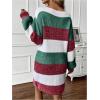 image:imageSOLY HUX Sweater Dresses for Women 2025 Long Sleeve Striped Knit Dress Fall Winter Dresses for Women TrendyGreen and White