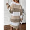 image:imageSOLY HUX Sweater Dresses for Women 2025 Long Sleeve Striped Knit Dress Fall Winter Dresses for Women TrendyKhaki Colorblock