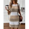 image:imageSOLY HUX Sweater Dresses for Women 2025 Long Sleeve Striped Knit Dress Fall Winter Dresses for Women TrendyKhaki Colorblock