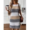 image:imageSOLY HUX Sweater Dresses for Women 2025 Long Sleeve Striped Knit Dress Fall Winter Dresses for Women TrendyMulticoloured