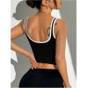 image:imageSOLY HUX Womens Athletic Tops Scoop Neck Sleeveless Contrast Binding Workout Yoga Crop Tank TopBlack and White