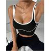 image:imageSOLY HUX Womens Athletic Tops Scoop Neck Sleeveless Contrast Binding Workout Yoga Crop Tank TopBlack and White