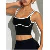 image:imageSOLY HUX Womens Athletic Tops Scoop Neck Sleeveless Contrast Binding Workout Yoga Crop Tank TopBlack and White