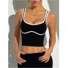 image:imageSOLY HUX Womens Athletic Tops Scoop Neck Sleeveless Contrast Binding Workout Yoga Crop Tank TopBlack and White