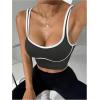 image:imageSOLY HUX Womens Athletic Tops Scoop Neck Sleeveless Contrast Binding Workout Yoga Crop Tank TopDark Grey