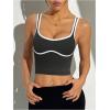 image:imageSOLY HUX Womens Athletic Tops Scoop Neck Sleeveless Contrast Binding Workout Yoga Crop Tank TopDark Grey