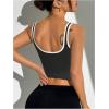 image:imageSOLY HUX Womens Athletic Tops Scoop Neck Sleeveless Contrast Binding Workout Yoga Crop Tank TopDark Grey