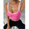 image:imageSOLY HUX Womens Athletic Tops Scoop Neck Sleeveless Contrast Binding Workout Yoga Crop Tank TopHotpink and White