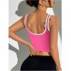 image:imageSOLY HUX Womens Athletic Tops Scoop Neck Sleeveless Contrast Binding Workout Yoga Crop Tank TopHotpink and White