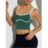 image:imageSOLY HUX Womens Athletic Tops Scoop Neck Sleeveless Contrast Binding Workout Yoga Crop Tank TopPlain Dark Green