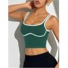 image:imageSOLY HUX Womens Athletic Tops Scoop Neck Sleeveless Contrast Binding Workout Yoga Crop Tank TopPlain Dark Green