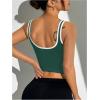 image:imageSOLY HUX Womens Athletic Tops Scoop Neck Sleeveless Contrast Binding Workout Yoga Crop Tank TopPlain Dark Green