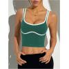 image:imageSOLY HUX Womens Athletic Tops Scoop Neck Sleeveless Contrast Binding Workout Yoga Crop Tank TopPlain Dark Green