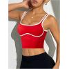 image:imageSOLY HUX Womens Athletic Tops Scoop Neck Sleeveless Contrast Binding Workout Yoga Crop Tank TopRed and White