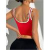 image:imageSOLY HUX Womens Athletic Tops Scoop Neck Sleeveless Contrast Binding Workout Yoga Crop Tank TopRed and White
