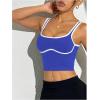 image:imageSOLY HUX Womens Athletic Tops Scoop Neck Sleeveless Contrast Binding Workout Yoga Crop Tank TopRoyal Blue and White
