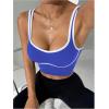 image:imageSOLY HUX Womens Athletic Tops Scoop Neck Sleeveless Contrast Binding Workout Yoga Crop Tank TopRoyal Blue and White