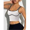 image:imageSOLY HUX Womens Athletic Tops Scoop Neck Sleeveless Contrast Binding Workout Yoga Crop Tank TopWhite