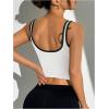 image:imageSOLY HUX Womens Athletic Tops Scoop Neck Sleeveless Contrast Binding Workout Yoga Crop Tank TopWhite