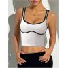 image:imageSOLY HUX Womens Athletic Tops Scoop Neck Sleeveless Contrast Binding Workout Yoga Crop Tank TopWhite