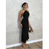 image:imageSOLY HUX Womens Bodycon Maxi Dress Halter Neck Sleeveless Backless Twist Party Club Going Out Long DressesPure Black