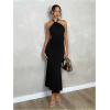 image:imageSOLY HUX Womens Bodycon Maxi Dress Halter Neck Sleeveless Backless Twist Party Club Going Out Long DressesPure Black