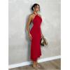 image:imageSOLY HUX Womens Bodycon Maxi Dress Halter Neck Sleeveless Backless Twist Party Club Going Out Long DressesPure Red