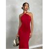 image:imageSOLY HUX Womens Bodycon Maxi Dress Halter Neck Sleeveless Backless Twist Party Club Going Out Long DressesPure Red