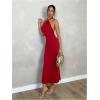 image:imageSOLY HUX Womens Bodycon Maxi Dress Halter Neck Sleeveless Backless Twist Party Club Going Out Long DressesPure Red