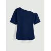 image:imageSOLY HUX Womens Gothic Grunge Cold Shoulder Short Sleeve T Shirts 2 in 1 Asymmetrical Tee TopsDark Blue