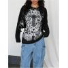 image:imageSOLY HUX Womens Gothic Oversized Tops Long Sleeve Crew Neck Graphic Tee Shirts Y2k Grunge ClothesBlack White Graphic