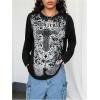 image:imageSOLY HUX Womens Gothic Oversized Tops Long Sleeve Crew Neck Graphic Tee Shirts Y2k Grunge ClothesBlack White Graphic