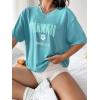 image:imageSOLY HUX Womens Graphic Oversized Tees Letter Print Summer Tops Vintage Half Sleeve Loose Casual T ShirtsBlue